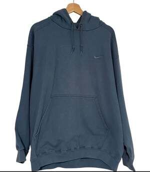 Vintage Nike Y2K Faded Navy Blue Mini Swoosh Embroidered Hoodie Sz XL